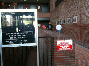 Malden Government Center entrance signage